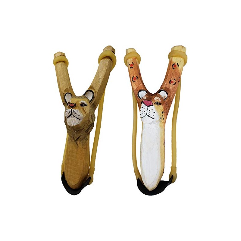 NatureLaunchers - Hand-Carved Wooden Animal Slingshot Set - 2 Pack
