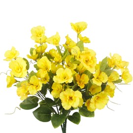 GhuaH 3 Pcs Artificial Flowers for Outdoors Hibiscus Spring Summer Decor Yellow Artificial Tropical Flowers Realistic UV Resistant Silk Hibiscus Flowers for Outside Planter Front Door Porch Patio