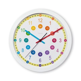 Hama Analogue Children's Wall Clock/Learning Clock, for Learning Time, No Ticking, Learning Dial With Diameter 30 cm, Low Noise, White