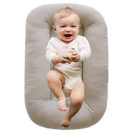Baby Lounger for Baby Bed in Bed, Soft & Breathable Cotton Snuggle Organic Lounger (Beige)