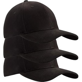 Romens Set of 3 Baseball Cap - Plain Cap Hat Lightweight Adjustable Washed Polo Style Hat Classic Sports Casual Cap Summer Sun Hat for Unisex Black