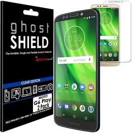 TECHGEAR [2 Pack] Screen Protectors to fit Motorola Moto G6 Play [ghostSHIELD Edition] Genuine Reinforced Flexible TPU Screen Protector Guard Covers with Full Screen Coverage inc Curved Screen