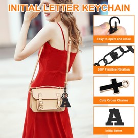 Initial Letter Keyring Letter A-Z Alphabet Key Ring for Purse Handbags Bag Wallet Alphabet Monogram Letter Key Chain for Christian Girls Christmas Graduation Gifts Birthday Religious Gifts (Letter A)