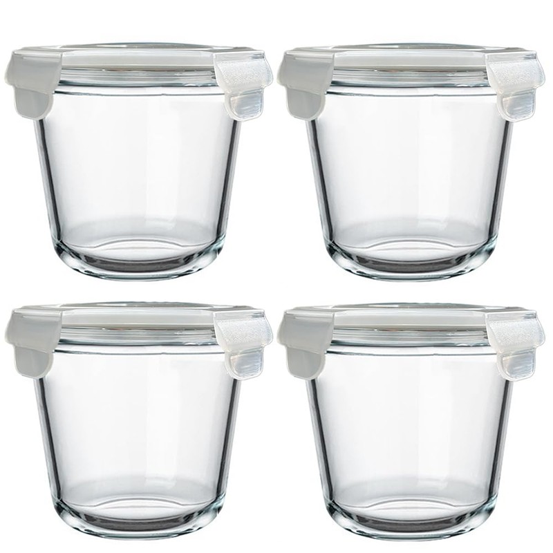 H.JSS WDJS 24 Oz Round Glass Food Storage Container, 3