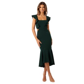 Petal & Pup Women's Yvonne Hi Lo Midi Dress, Emerald, Large