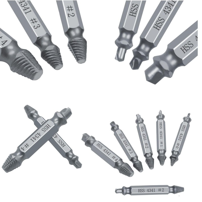 Set of 6 Tanned Screw Removal Bits, Crushed Screw Unscrewing