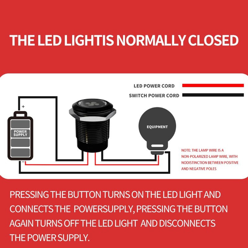 FILN 19mm Latching Push Button Switch, 5A ON Off IP67