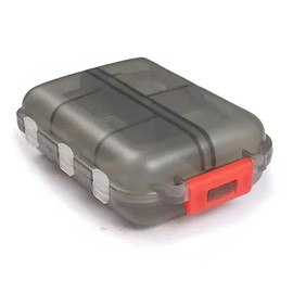 Portabs Caja Organizadora de Pastillas 10 Compartimentos Portátil | Para Píldoras y Vitaminas | Plástico Libre de BPA | Clip Seguro Antipolvo | Gris