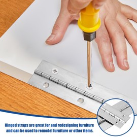 Neikafan Continuous Piano Metal Hinge 300mm/12 Inch Heavy Duty Piano Hinges Continuous Stainless Steel Polished Piano Hinge for Wood, Pianos, Cabinet Doors, Large Windows with 48 Screws