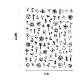 Pack of 3 Nail Art Stickers, Line Heart Flower, Nail Decoration Decal, Art Stickers, Nail Art Stickers, Nail Design Stickers, Nail Design Accessories, Women's Nail Stickers