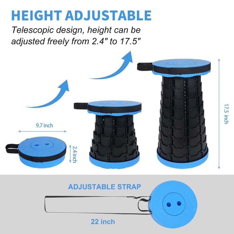 gnisbis Upgraded Collapsible Stool, Folding Chair with Switch Lock -