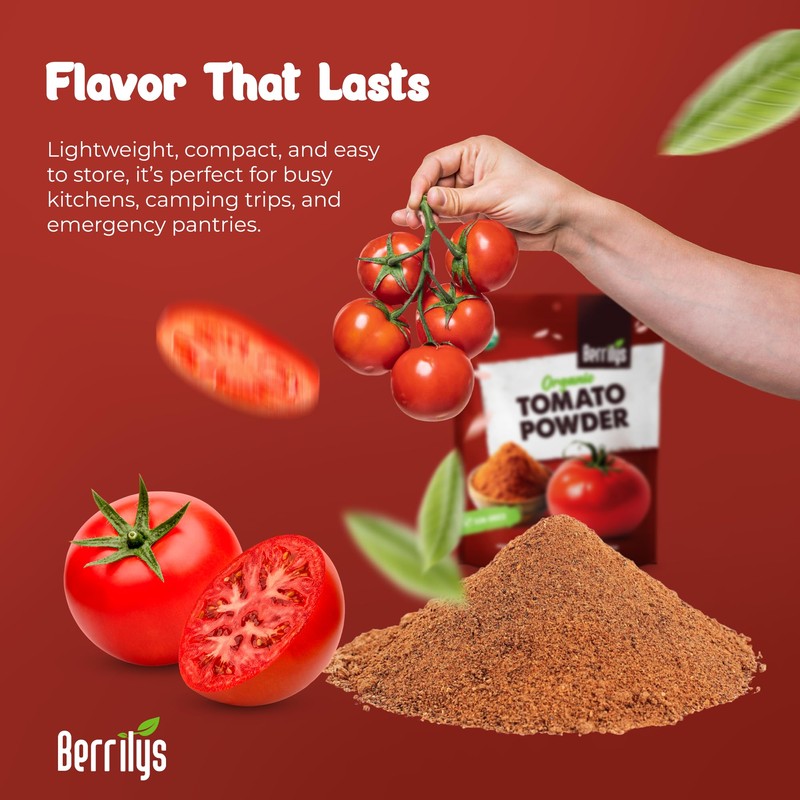 Organic Dried Tomato Powder with Salt, 16oz, USDA Certified, Dehydrated,