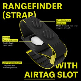 MAG-iT AirTag Magnetic Golf Rangefinder Strap, Wrap, Mount | Tracker/GPS for Golf Cart - Black
