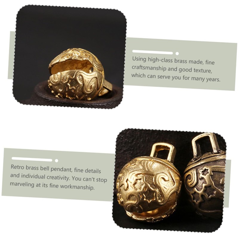 LALAFINA 2Pcs Retro Brass Bell Pendants for DIY Crafts Unique