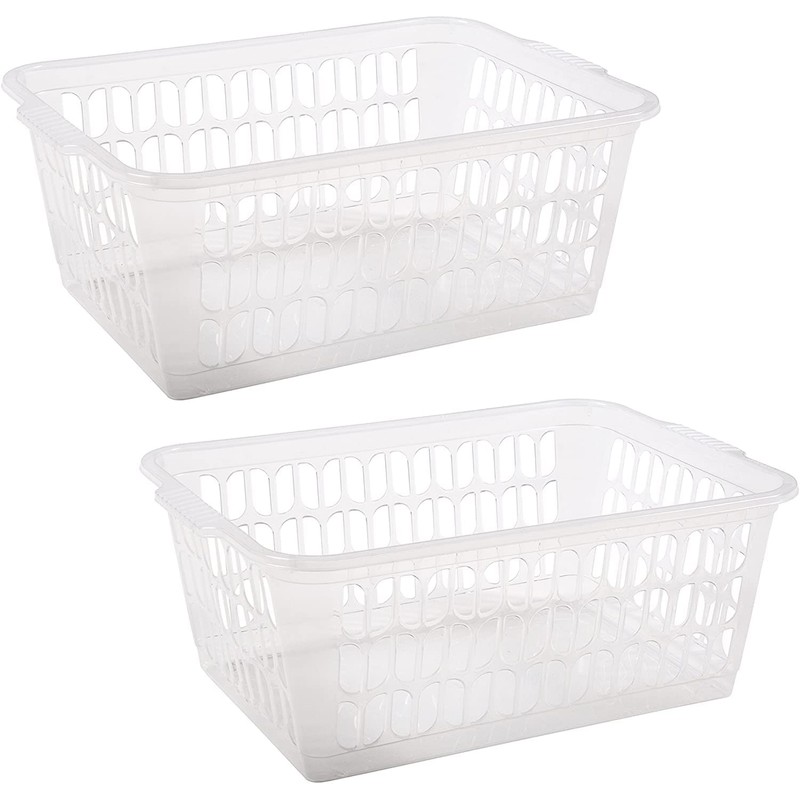 (Pack of 2) 9.7 Litre Clear Storage Baskets - 37cm