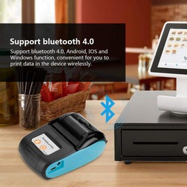 Impresora Térmica Portátil Bluetooth Inalámbrica para Facturas y Recibos POS PDV Receptor Portátil Inalámbrico Bluetooth Mini Impresora Soporte Pequeño y Ligero para Android, iOS y Windows(Azul)