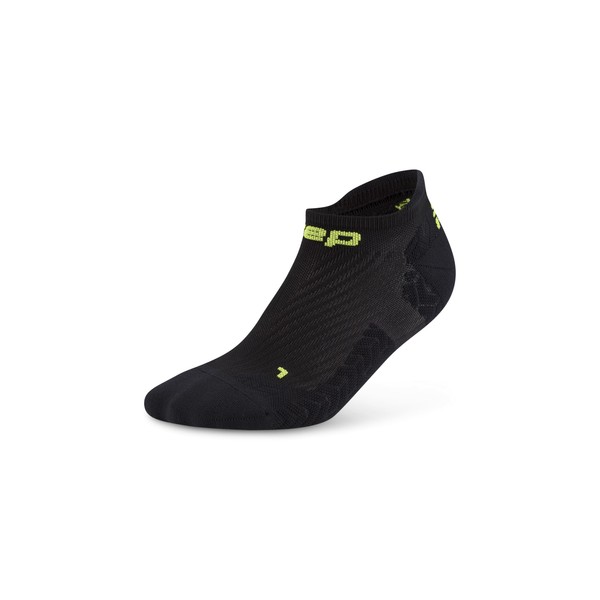 CEP Core Run Ultralight No Show Socks, Black/Lime, Unisex, XL
