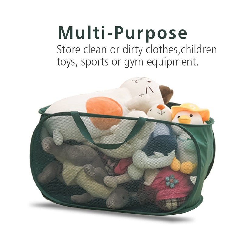 Pop Up Laundry Hamper,Collapsible Horizontal Baskets with Handles & Side