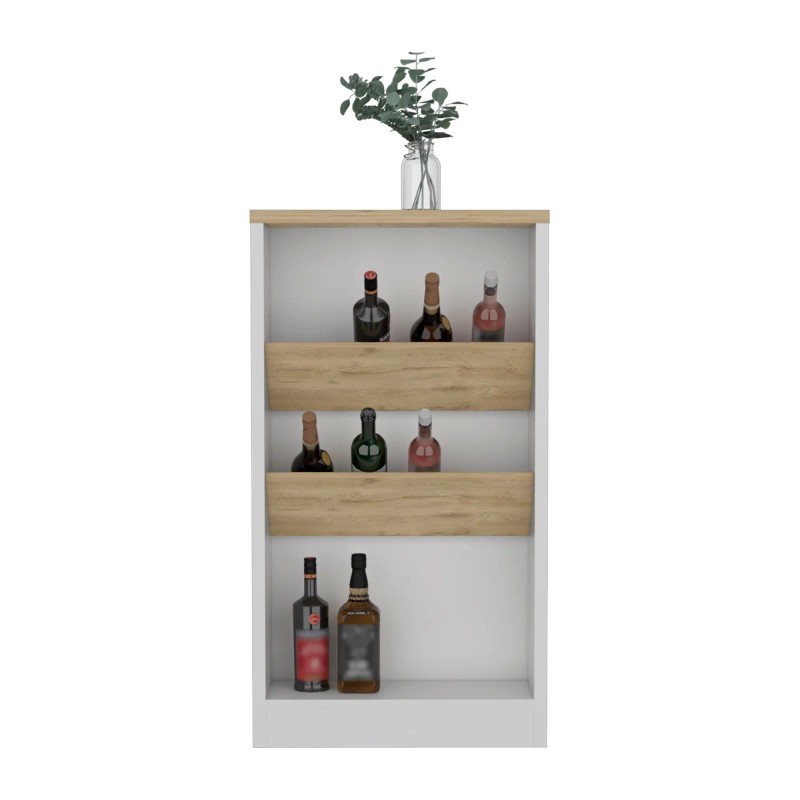 Kenton Kitchen Island with Two Bottle Organizer and Shelf Practical