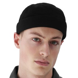 UNDERCONTROL Brimless Trawler Leon Habour Camp Cap Unisex Sailor Skull Outdoor Hat Fisherman No Visor Worker Beanie 4 Color (Black)