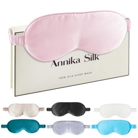 Silk Sleep Mask by ANNIKA SILK™ - 6A Grade 22 Momme 100% Mulberry Eye Mask for Sleeping with Adjustable Strap, Lightweight Silk Eye Mask for Shift Work, Travel and Night Sleep (Pink)