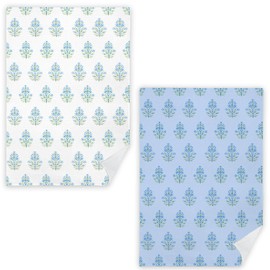 JINYO Light Blue Floral Kitchen Towels Set of 2, Farmhouse Spring Flower Dish Tea Towels for Kitchen, Blue and White Hydrangea Decorative Hand Towels for Bathroom, 16x24 Inch