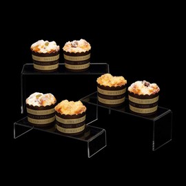 6 Sets Acrylic U-Shaped Display Stand, Clear Acrylic Display Risers for Figures, Cupcakes, Buffets, Jewelry Display Etc(3 Sizes)