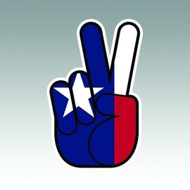 RDW Texas State Shaped Peace Sign Sticker - Die Cut - Decal Hippie 60s Love TX 7.69" x 12.00"
