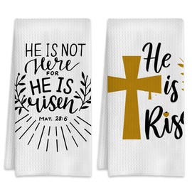 NITAHHHY He is Risen Easter Bible Verse Kitchen Towels Set of 2,Quick Dry Microfiber Cloth Dish Towel Drying Hand Towels for Kitchen Gifts for Women Men 16" x 24"