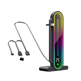 COOLMOON Digital Display Stand, Inside Case, Temperature Display, Graphic Board Stand, GPU Stand, Bracket Holder, LED, ARGB 5V, 3-pin Mini4pin GPU, Video Card, Magnet, Support, Drip Prevention, Fall