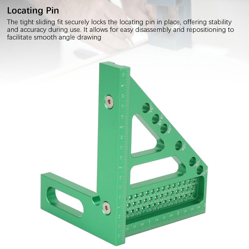 3D Carpenter's Square with Scriber, 22.5-90° Drawing Line Ruler with
