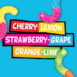 Trolli Sour Brite Crawlers, Candy, Cherry-Lemon, Strawberry-Grape & Orange-Lime, Sweet and Sour, Gummy Worms, 14 oz