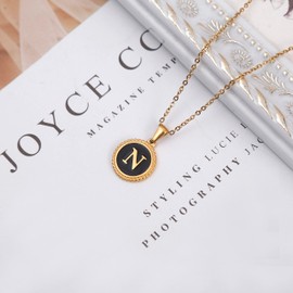 BIFACE Initial Necklaces for Women Gold Jewelry for Women 14K Gold Plated Letter Choker Necklaces Gold Jewelry Valentine's Day Gifts for Women Girl Shell, Stainless Steel, Cubic Zirconia