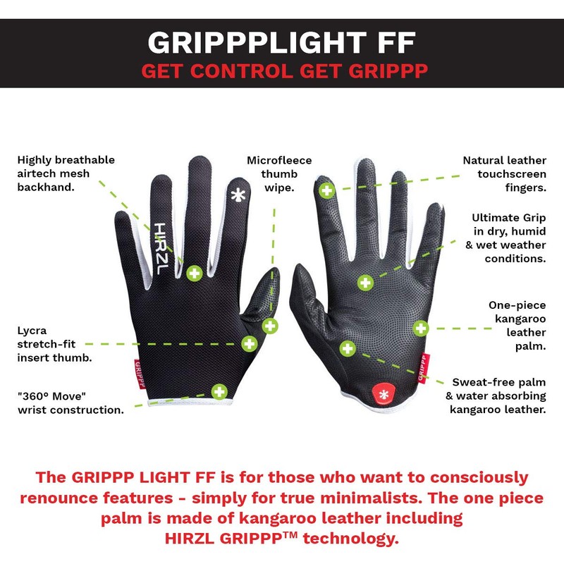 HIRZL GRIPPP Light FF (All Black, XXXL/12)
