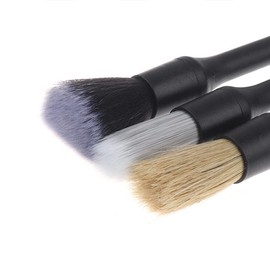 Riloer Car Detail Brushes Set, Car Detail Brushes Set with 3 Brush Heads and 3 Handles, Detailing Brush Set with Natural Boar Hair, Microfibre, Synthetic Fibre, PP Brush Bristles