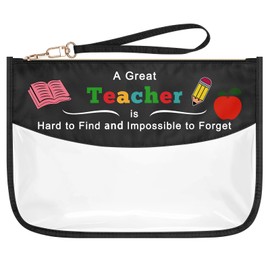 Teacher Appreciation Gifts Thank You Gifts for Teacher Makeup Bag Teacher Leaving Farewell Gift Birthday Graduation Teacher Week Retirement Gifts Transparent Cosmetic Bag Travel Zipper Toiletry Pouch