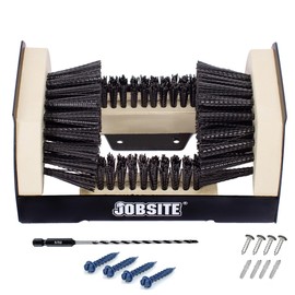 JobSite The Original Boot Scrubber - Includes Drill Bit & Screws for Masonry & Concrete Mounting - All Weather Industrial Shoe Cleaner & Scraper Brush