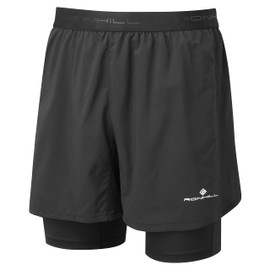 Ronhill Running, Men's Tech 5" Twin Short, All Black, L