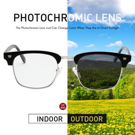 ZAMGIC Photochromic Sunglasses Blue Light Blocking Glasses for Men and Women Day Night Multi-use Eyeglasses (Shiny Black)