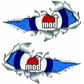 Mod Target Metal Rip Open Sticker 150mm