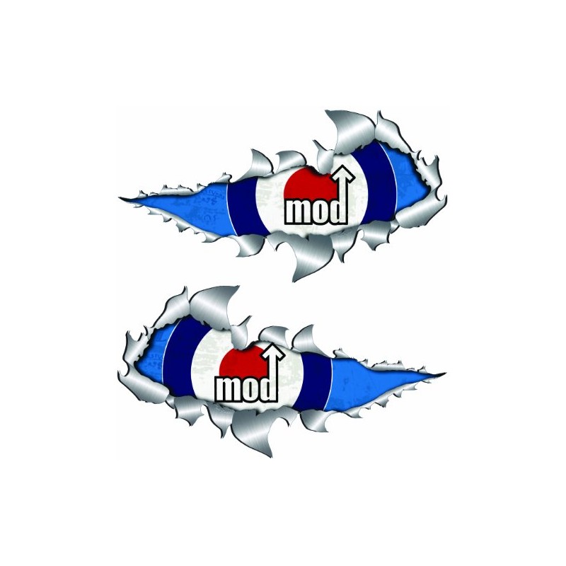 Mod Target Metal Rip Open Sticker 150mm