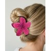 Sparkly Pink Flower Hair Clip with Rhinestone Glitter, Plumeria Design