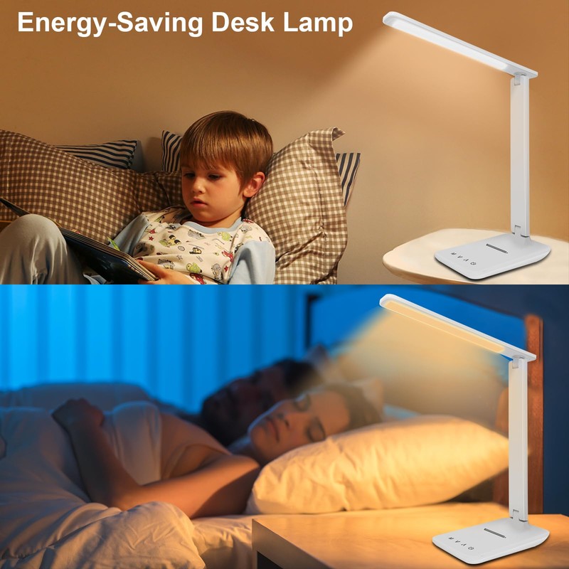 joyshie Desk Lamp Dimmable Table Lamp Reading Light with USB