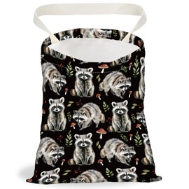 DELORIGIN Raccoon Print Car Trash Bag Hanging Garbage Bag with Snap Buttons Car-Back Seat Trash Storage Portable Dustbin for Car Interior Accessories Travel Camping