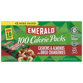 Emerald Nuts, Cashews and Almonds With Dried Cranberries, 100 Calorie Packs, 6.9 Ounce (Pack of 2)