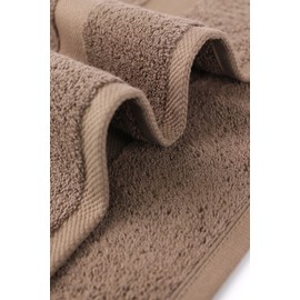 Taka Fabrics 3 Pieces Wave Collection Ultra Soft and Highly Absorbent 100% Turkish Cotton Towels Bath, Hand, Kicthen Facecloth Sauna Pool Guest Towels Sets (80x50cm-3 Pieces, Khaki)