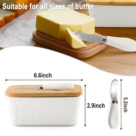 Butter Dish with Lid, Butter Dish with Butter Knife, with Airtight Cover, Butter Keeper for Counter or Fridge, White