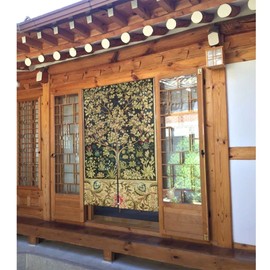 William Morris Noren Noren, Four Seasons, Easy Installation, Entrance Blindfold, For Bedrooms, Bathrooms, Hot Water, Living Room Stairs, Room Divider Door Curtain 33.9 x 56.0 inches (86 x 143 cm)