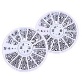 2 Boxes Nail Art Rhinestones 1.5-5mm Round Transparent Clear Color Flatback Crystal Jewels Gems Nail Studs Gems Stones for DIY Craft Nail Art Supplies