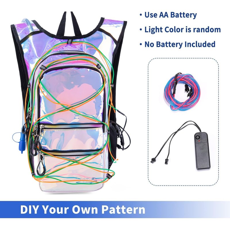 Hydration Backpack Pack with Cool Lights, 2L Water Bladder, Lightweight